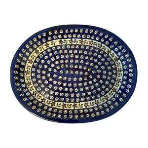 Bolestawiec PolishPottery OvalPlatter 14" Stargazer Fields Pattern Handmade Rare